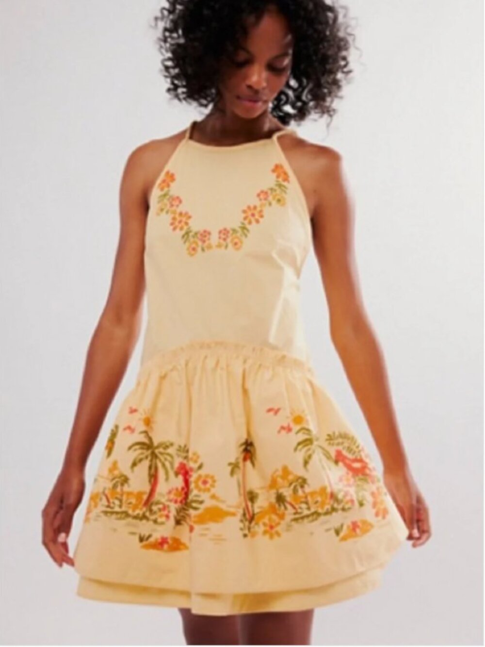 Free People Deserted Island Mini Dress in Apricot Combo Resort Wear Size Small